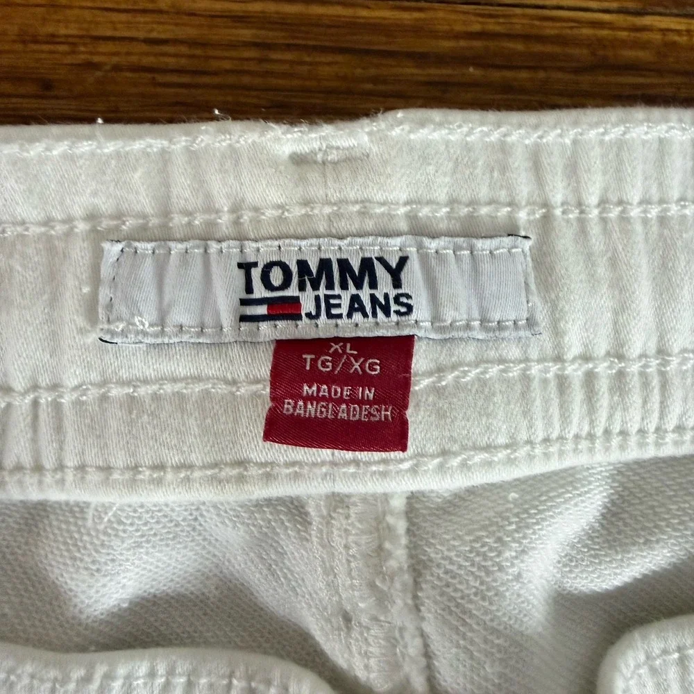 Tommy Jeans Womens White Twill Lightweight Jogger Pants  Size XL